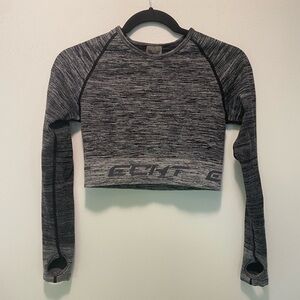 ECHT Charcoal Gray Long Sleeve Crop Top